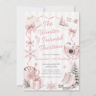 Invitation d'anniversaire Rose pour le treizième a
