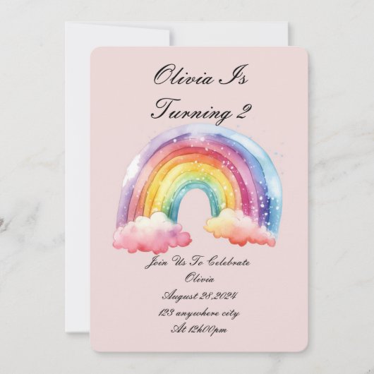 invitation d'anniversaire rose pour les filles (Devant)