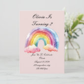 invitation d'anniversaire rose pour les filles (Debout devant)