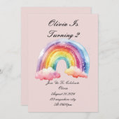 invitation d'anniversaire rose pour les filles (Devant / Derrière)