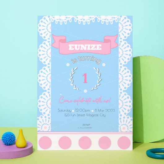 Invitation d'anniversaire rose pour les filles