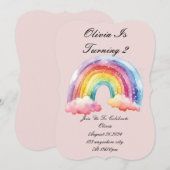 invitation d'anniversaire rose pour les filles (Devant / Derrière)