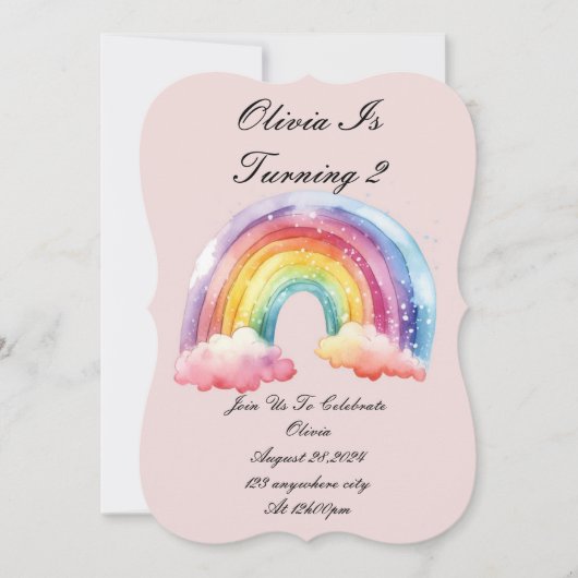 invitation d'anniversaire rose pour les filles (Devant)