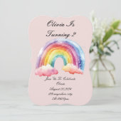 invitation d'anniversaire rose pour les filles (Debout devant)