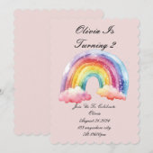 invitation d'anniversaire rose pour les filles (Devant / Derrière)