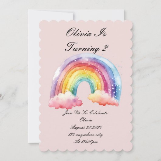 invitation d'anniversaire rose pour les filles (Devant)