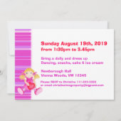 Invitation d'anniversaire rose pour poupée de fill (Dos)