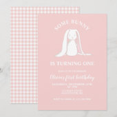 Invitation d'anniversaire rose pour un premier ann (Devant / Derrière)