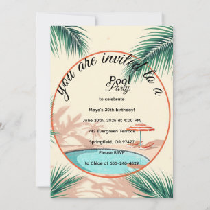 Invitation d'anniversaire rose pour une fête au bo