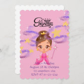 Invitation d'anniversaire rose princesse (Devant / Derrière)