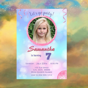 Invitation d'anniversaire rose Retro