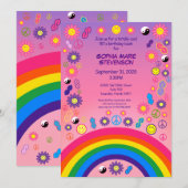 Invitation d'anniversaire rose rétro nostalgique d (Devant / Derrière)