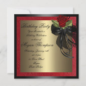 Invitation d'anniversaire Rose rouge et noire (Dos)