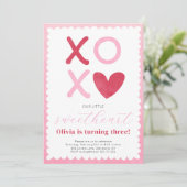 Invitation d'anniversaire rose rouge Little Sweeth (Debout devant)