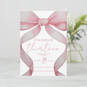 Invitation d'anniversaire Rose Ruban, invitation a (Debout devant)