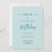 Invitation d'anniversaire Rose Sarcelle Pâle (Dos)