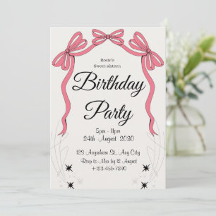 Invitation d'anniversaire rose scintillante fémini
