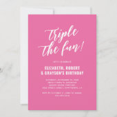 Invitation d'anniversaire Rose Triple Fun (Devant)
