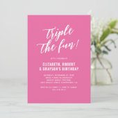 Invitation d'anniversaire Rose Triple Fun (Debout devant)