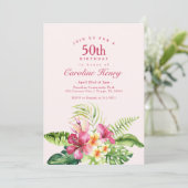 Invitation d'anniversaire rose tropicale (Debout devant)