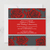 Invitation d'anniversaire Rose Vintage Noir Rouge (Devant)