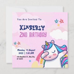 Invitation d'anniversaire rose violet