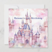 Invitation d'anniversaire rose violet Château Prin (Devant)