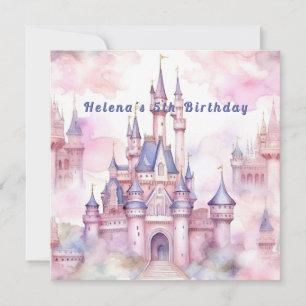 Invitation d'anniversaire rose violet Château Prin