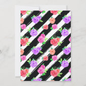Invitation d'anniversaire Roses Edge et Rayures Mo (Dos)