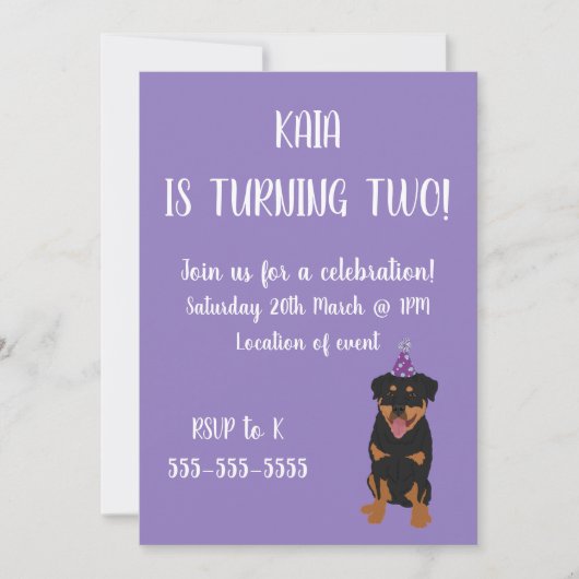 Invitation d'anniversaire Rottweiler (Devant)