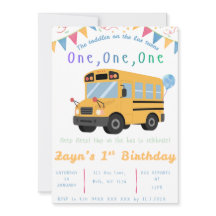Invitation d'anniversaire Roues sur le bus