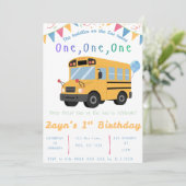 Invitation d'anniversaire Roues sur le bus (Debout devant)