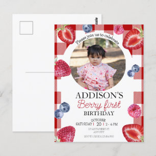 Invitation d'anniversaire Rouge Bleu Berry Sweet 1