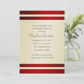 Invitation d'anniversaire Rouge et ivoire (Debout devant)