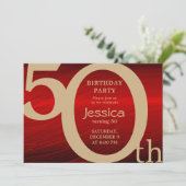 Invitation d'Anniversaire Rouge et Or Moderne (Debout devant)