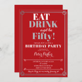 Invitation d'anniversaire rouge pour hommes (Devant / Derrière)