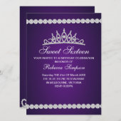 Invitation d'anniversaire Royal Purple Tiara (Devant / Derrière)