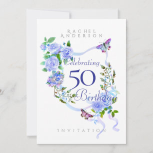 Invitation d'anniversaire Ruban Rose Bleu