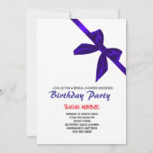 Invitation d'anniversaire Ruban Rose Coquette, 13e (Dos)