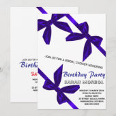 Invitation d'anniversaire Ruban Rose Coquette, 13e (Devant / Derrière)