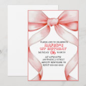 Invitation d'anniversaire Ruban Rose Coquette, 13e (Devant / Derrière)