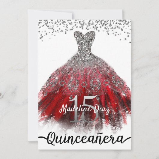Invitation d'anniversaire Ruby Red Quinceañera (Devant)