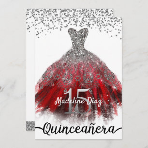 Invitation d'anniversaire Ruby Red Quinceañera