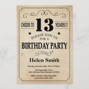Invitation d'anniversaire Rustic Vintage Retro