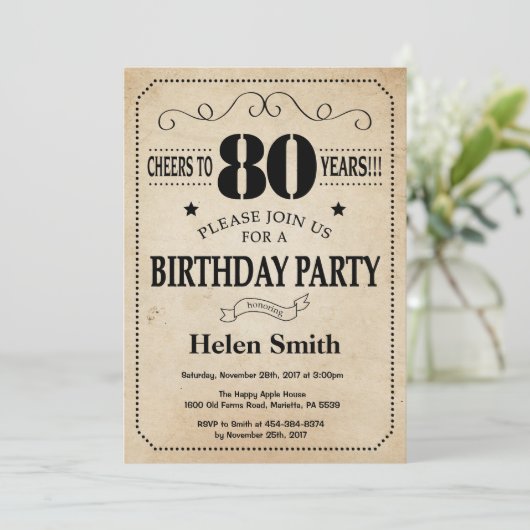 Invitation d'anniversaire Rustic Vintage Retro (Debout devant)