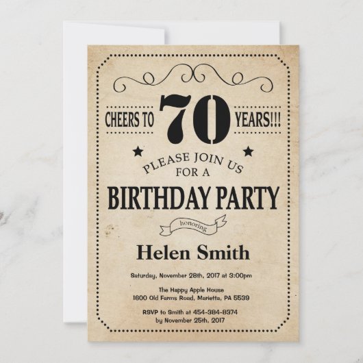 Invitation d'anniversaire Rustic Vintage Retro (Devant)