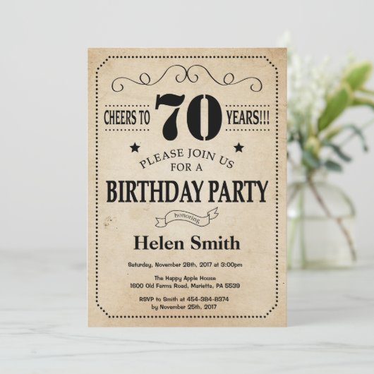 Invitation d'anniversaire Rustic Vintage Retro (Debout devant)