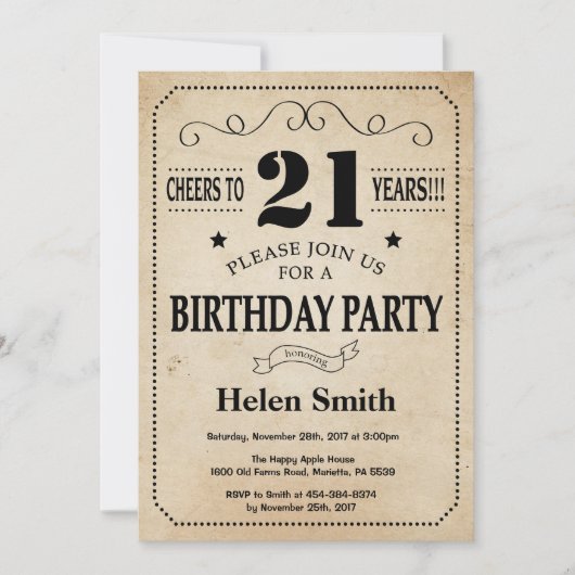 Invitation d'anniversaire Rustic Vintage Retro (Devant)
