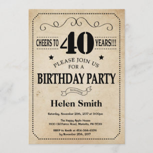 Invitation d'anniversaire Rustic Vintage Retro