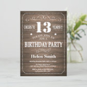 Invitation d'anniversaire rustique 13 ans (Debout devant)